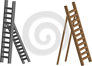 Ladder with Support Illustration Three Dimensional