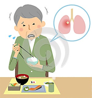 Elderly people who aspirated during a meal photo