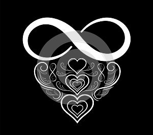 Infinity heart logo tattoo vector photo