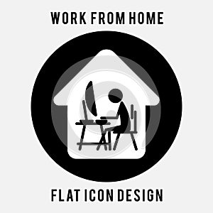 Work from home. work at home. working time. office at home. flat icon design.
