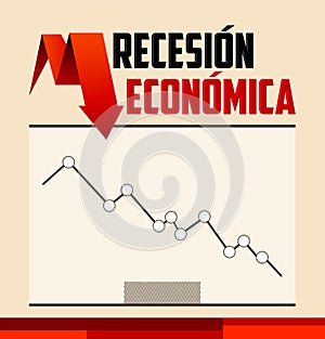 Recesion Economica, Economic Recession in Spanish text vector design. photo