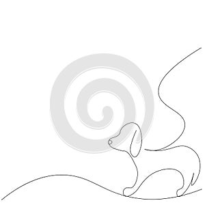 Puppy silhouette line drawing vector illlustration photo