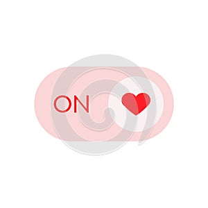 Romantic illustration `turn on your heart`. Flat design. Vector icon.