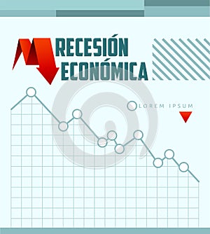 Recesion Economica, Economic Recession Spanish text vector design. photo