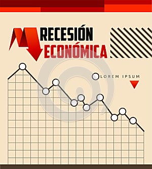 Recesion Economica, Economic Recession Spanish text vector design. photo