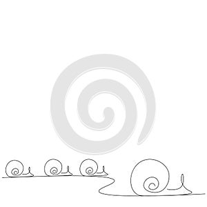 Snails animal family line drawing. Vector