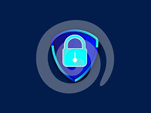 Shield Security Lock Icon - Vector Safe Security Symbol icon for web