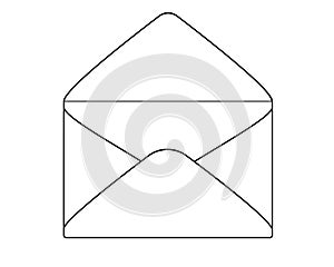Open envelope - a vector linear picture for coloring. Open Envelope Mail Envelope - A linear image for a pictogram or sign. Outlin photo