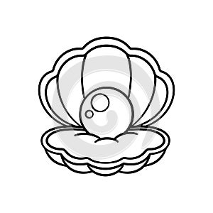 Cartoon clam shell with pearl outline coloring book page element vector illustration art design photo