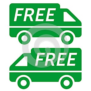 Green and white Free shipping logo