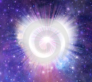 Glowing universal heart portal, infinite love, life, source, soul journey through Universe doorway photo