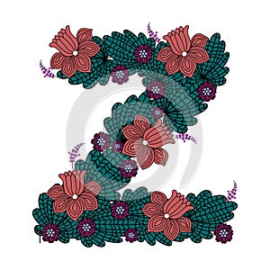 Vecto Floral monogram with  amazing flowers photo