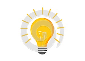 Halogen filament light bulb flat icon photo