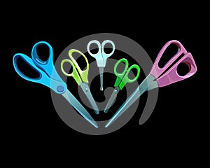illustration depicting five scissors
