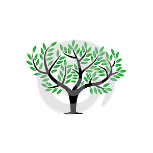 Green tree logo. Big tree vector icon. Stock illustration