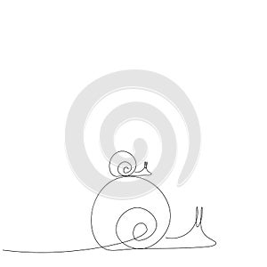 Snails family line drawing, vector illustration