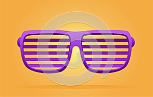 Purple sunglasses summer background concept.