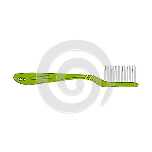 Vector hand drawn toothbrush illustration. Items. Bath amenities. Healthy lifestyle. Personal care. Teeth cleaning. Oral hygiene.