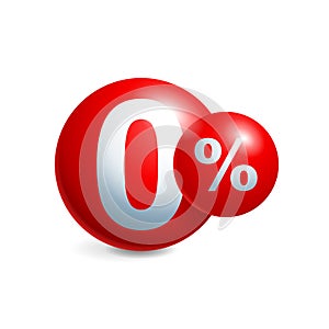 Zero percent 3D icon