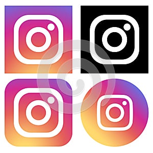 Squared colored round edges Instagram logo icon collection