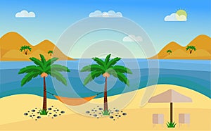 Summer Sea Flat Background Illustration