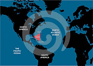 Bermuda triangle vector map, triangle marked in red