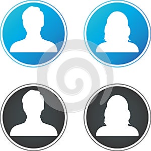 Set of hand drawn Avatar profile icon, or portrait icon , including male and female.User flat avatar icon, sign, profile peop