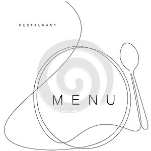 Restaurant menu background deign with plate and spoon vector photo