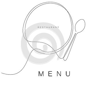 Restaurant menu background deign with plate and spoon vector photo