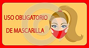 Uso obligatorio de mascarilla. Mask required spanish version photo