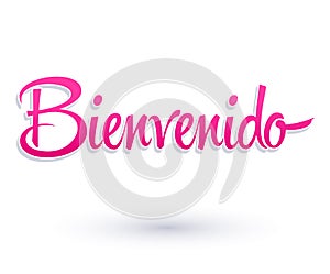 Bienvenido, Welcome Spanish text Hand lettering vector illustration. photo