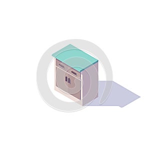 Isometric kitchen chest of drawer