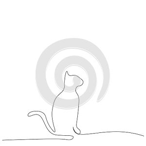 Cat play with toy ball. Continuous line