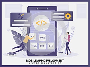 Illustration vector of Mobile App development concept