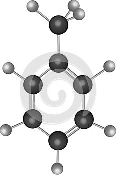 Toluene or methylbenzene  C7H8 Organic Compound Molecular Structure photo