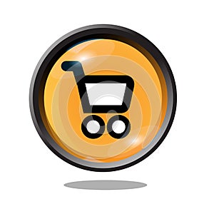 Shopping cart icon button with orange color