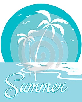 Vintage summer in flat style postcard or poster.