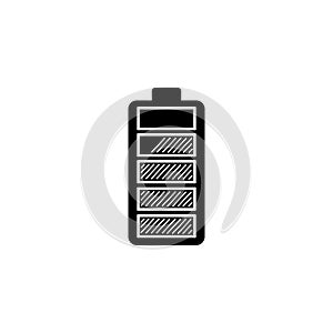 Black and white battery icon. A symbol with five branches. A sign with a regulator of the occupancy of each part. Vector design fo photo