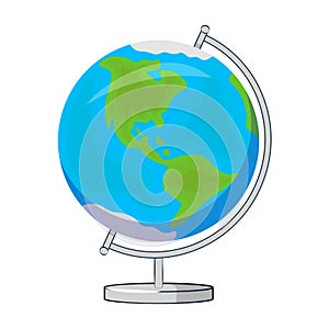 Globe School Supplies white background. Isolated. Back to school theme. Flat vector