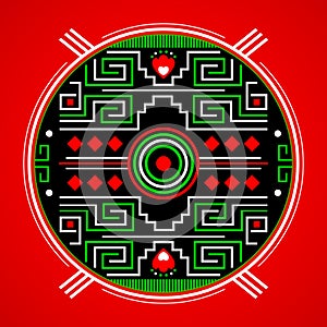 Mayan Aztec Style Emblem design, Maya iconography. photo