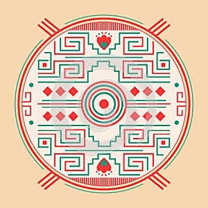 Mayan Aztec Style Emblem design, Maya iconography. photo