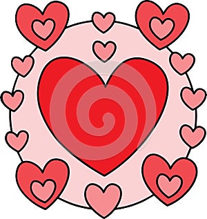 Love heart pattern design on white