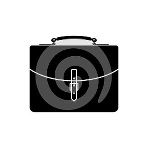 Black briefcase icon, vector illustration