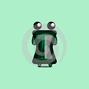 Cute Green Pencil Sharpener Character Vector Design