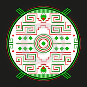 Mayan Aztec Style Emblem design, Maya iconography.