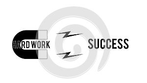 Hard work equals success illustration on white