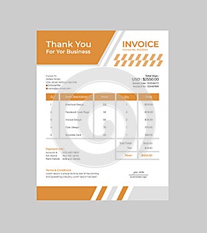Creative and Modern Business Invoice template design Vector.