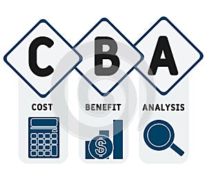CBA - Cost benefit Analysis . acronym business concept.
