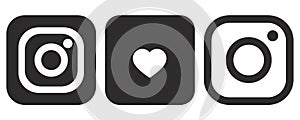 Rounded black and white Instagram logo with vector eps