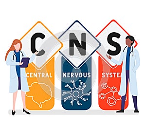 Flat design with people. CNS - Central Nervous System acronym, medical concept. photo